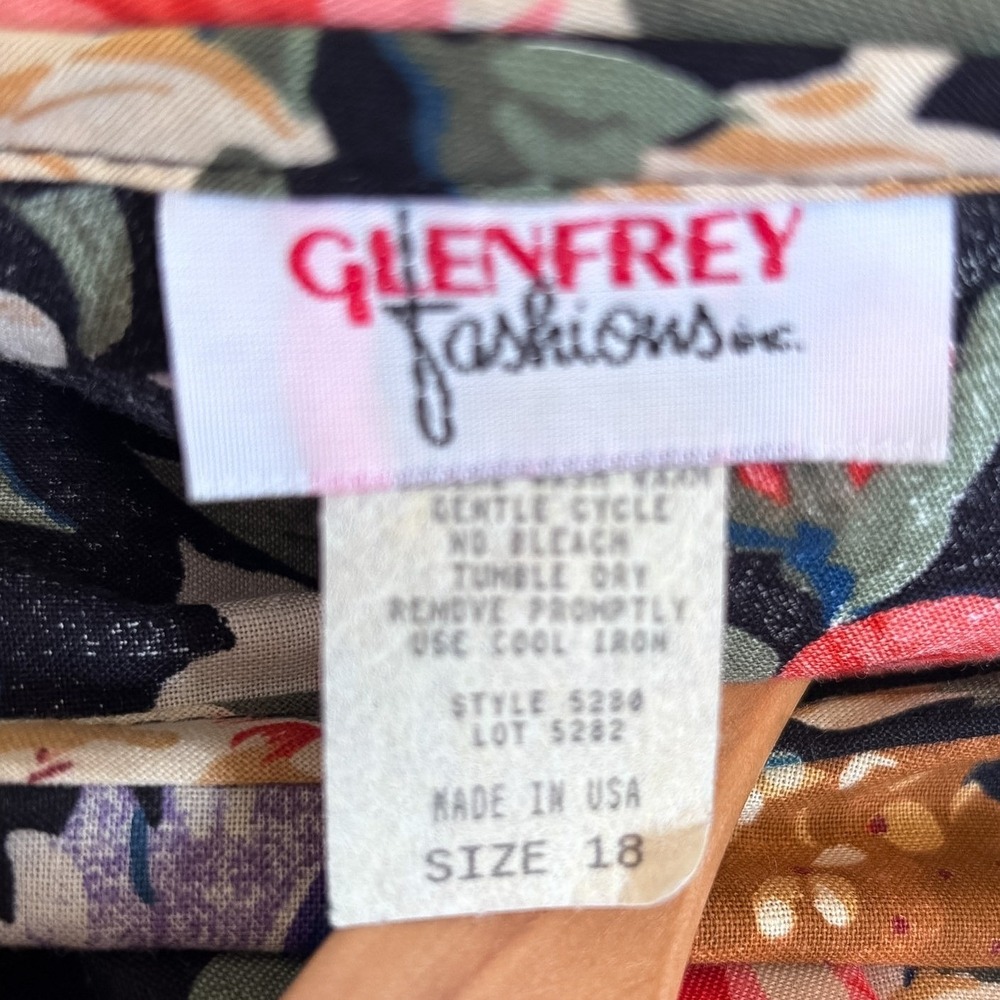 Glenfrey Vintage 80s Cottagecore Basque Waist Midi Dress Size 18 Floral Modest - Picture 10 of 11